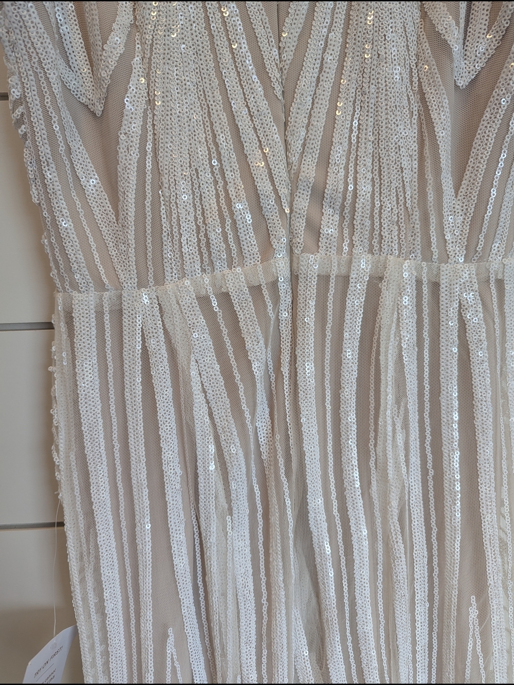 Lulus Wedding Dress Sequen Plunge Neck Splendorous Love Size XS Vintage Inspired - Picture 8 of 12